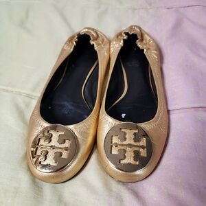 *Correcting the sizing atm*Tory Burch Spark Gold Leather Ballet Flat Shoes